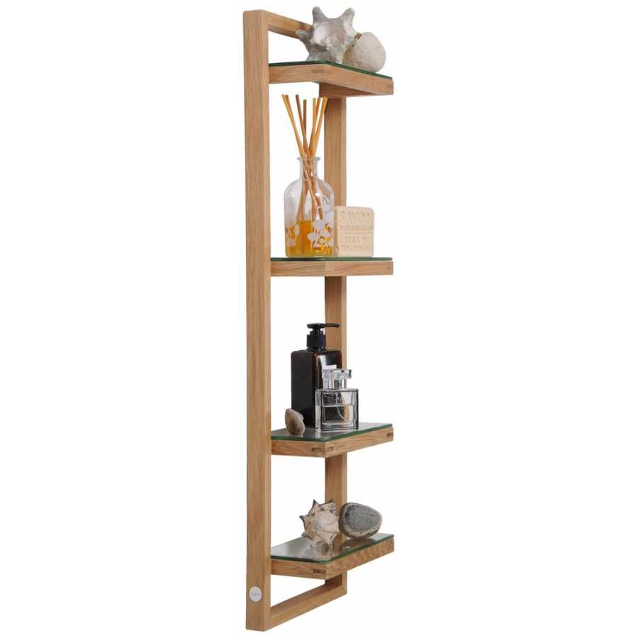 Wireworks Zone Wall Shelf - Natural Oak Wood & Glass